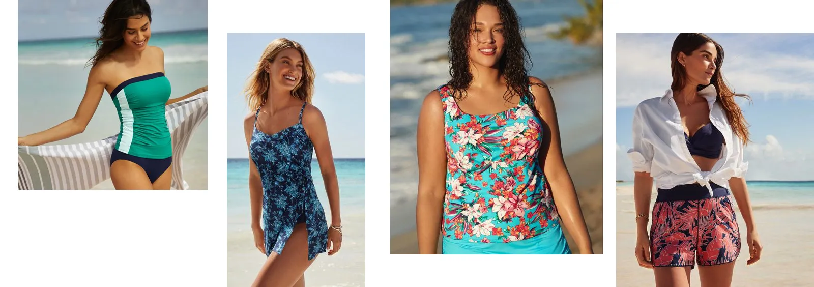 Collage of images of women modeling swimwear.